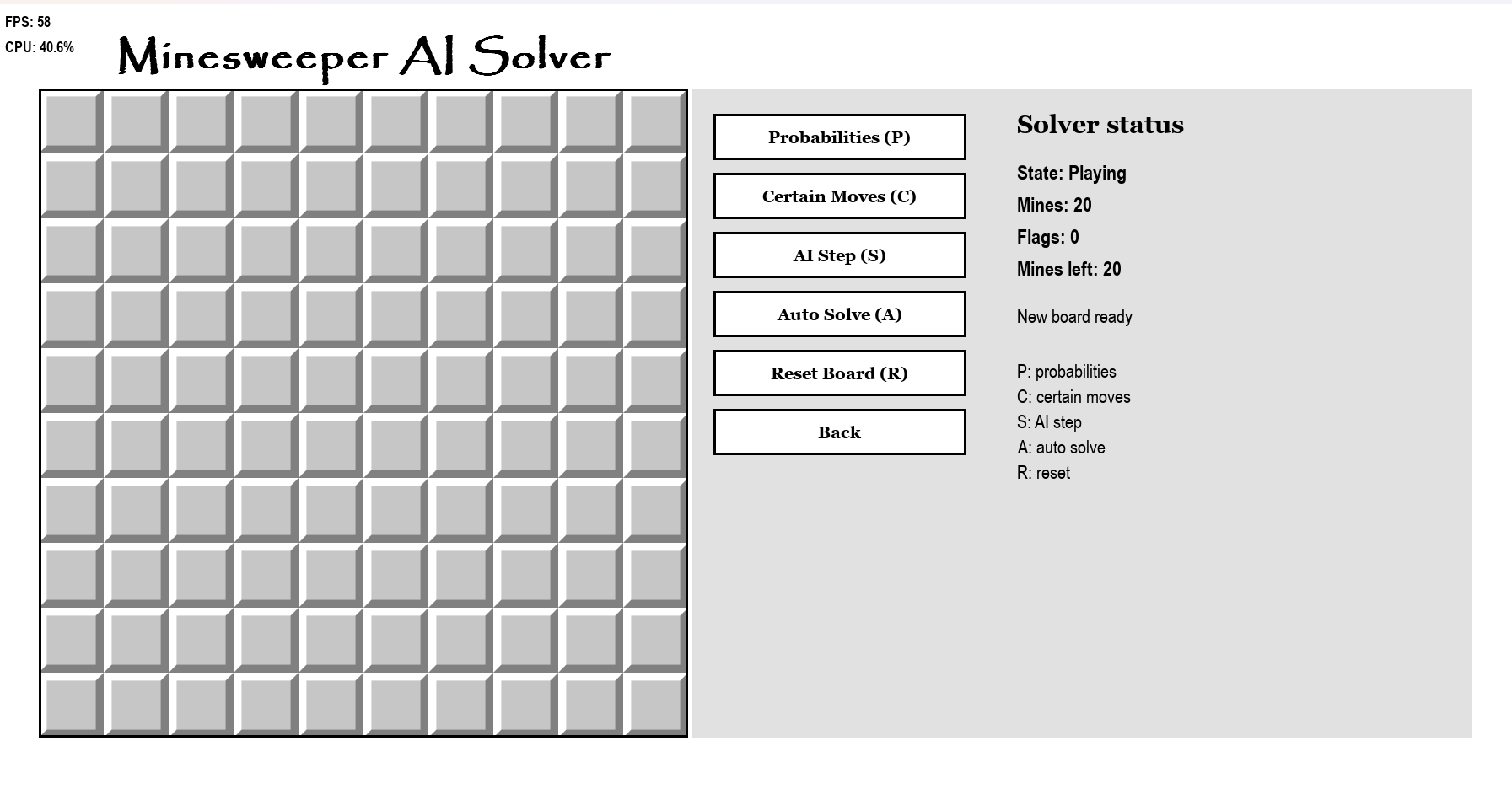 Minesweeper solver visualising calculated mine probabilities